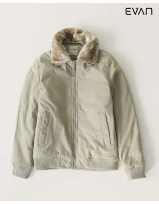 Retro Warmth: The Men's Corduroy Bomber with Faux Fur Collar