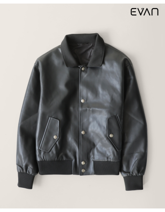 Faux Leather Varsity Jacket: Retro Edge