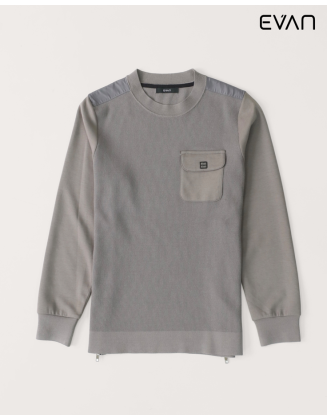 Utility Pocket Crewneck: Textured & Modern