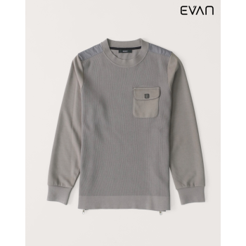Utility Pocket Crewneck: Textured & Modern