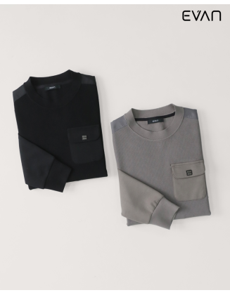 Utility Pocket Crewneck: Textured & Modern