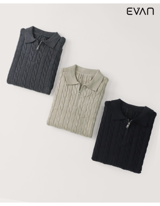 Cable Knit Zip Polo: A Cozy Classic