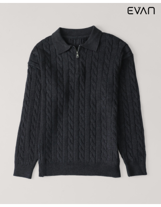 Cable Knit Zip Polo: A Cozy Classic
