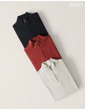 Knit Quarter-Zip Sweater: Sporty Contrast