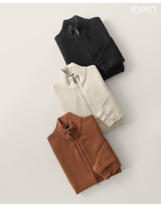 Full-Zip Knit Jacket: Textured Layering