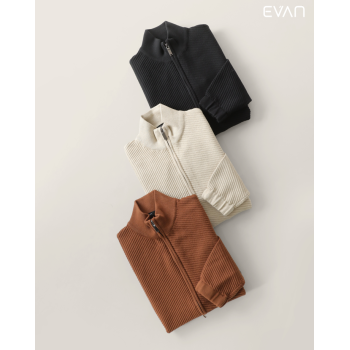 Full-Zip Knit Jacket: Textured Layering