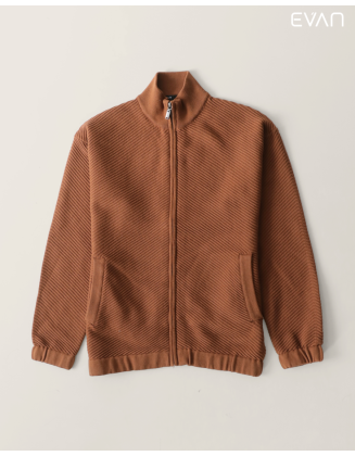 Full-Zip Knit Jacket: Textured Layering