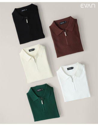 Ribbed Zip Polo: Modern & Versatile
