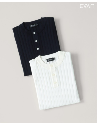 EVAN Ribbed Henley: A Refined Essential
