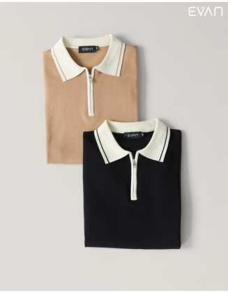 EVAN Zip-Front Polo: Modern Retro Style