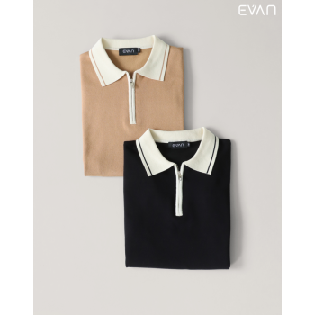 EVAN Zip-Front Polo: Modern Retro Style