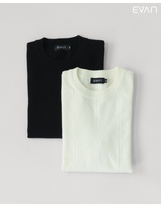 Textured Diamond Knit T-Shirt 