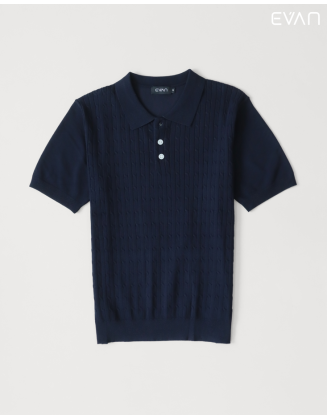 Cable Knit Polo T-Shirt