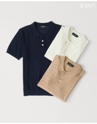 Cable Knit Polo T-Shirt