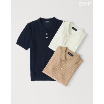 Cable Knit Polo T-Shirt