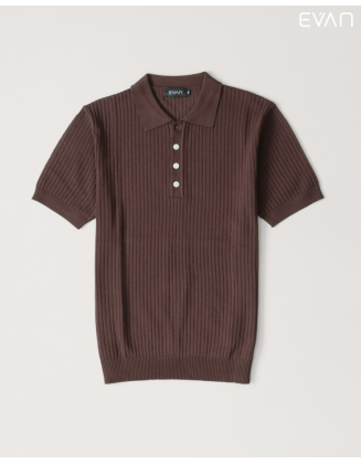 Ribbed Knit Polo T-Shirt