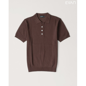 Ribbed Knit Polo T-Shirt