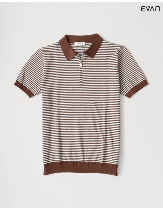 Striped Zip-Knit Polo Shirt