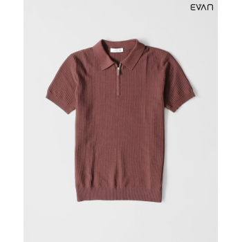 Ribbed Zip Polo T-Shirt