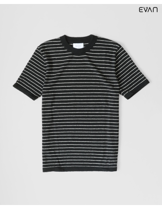 Textured Striped Crew Neck T-Shirt