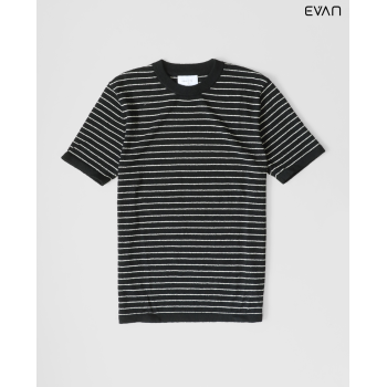 Textured Striped Crew Neck T-Shirt