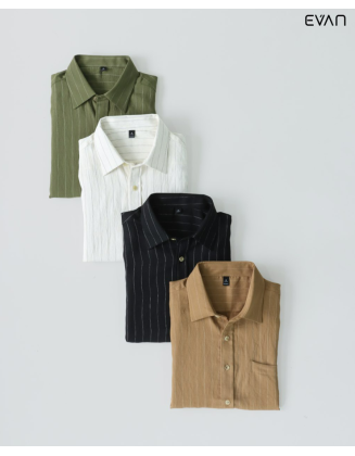 Textured Striped Short Sleeve Shirt