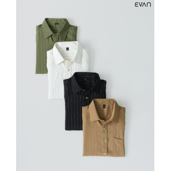 Textured Striped Short Sleeve Shirt