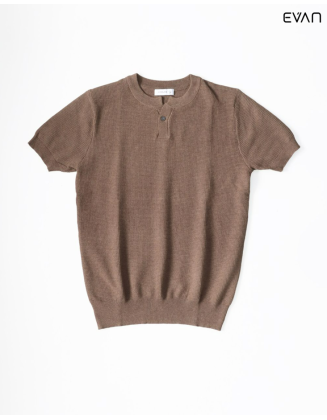 Short Sleeve Buttoned Knit T-Shirt