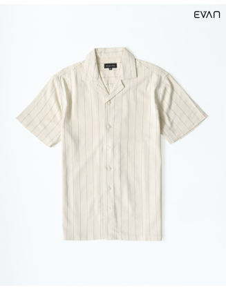 Vertical Stripe Camp Collar Shirt