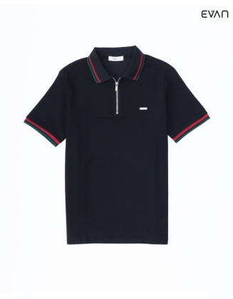 Zip Polo with Contrast Tipping