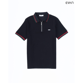 Zip Polo with Contrast Tipping