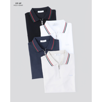 Zip Polo with Contrast Tipping