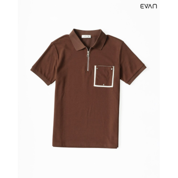 Polo T-Shirt with Zip and Pocket Detail